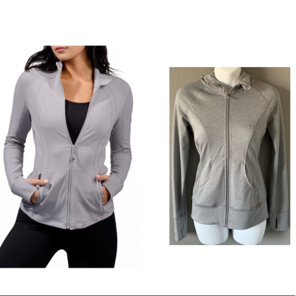 Feather Light Grey Hooded Zipper Sweater XS